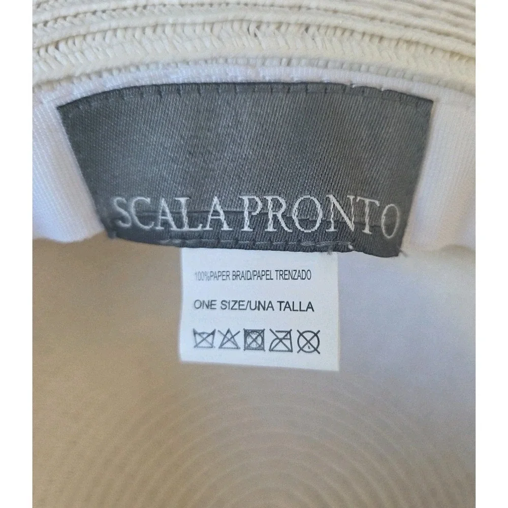 Scala Pronto Wide Brim Hat White Silver‎ Rhinestone OS Beach Vacation Resort